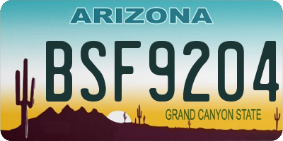 AZ license plate BSF9204