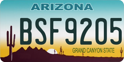 AZ license plate BSF9205