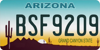 AZ license plate BSF9209