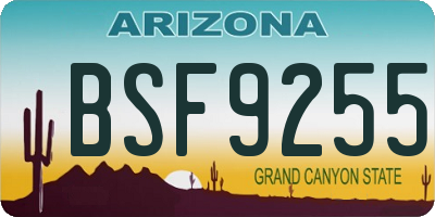 AZ license plate BSF9255