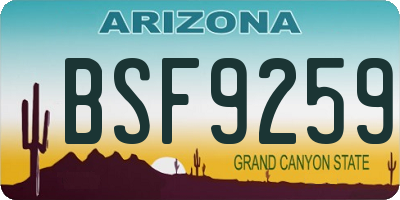 AZ license plate BSF9259