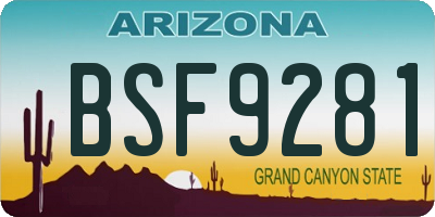 AZ license plate BSF9281