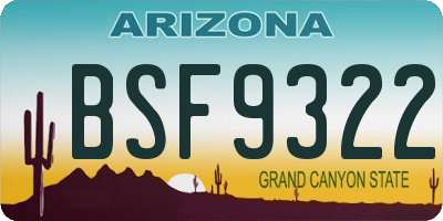 AZ license plate BSF9322