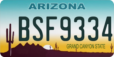 AZ license plate BSF9334