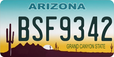 AZ license plate BSF9342