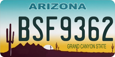 AZ license plate BSF9362