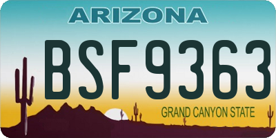 AZ license plate BSF9363