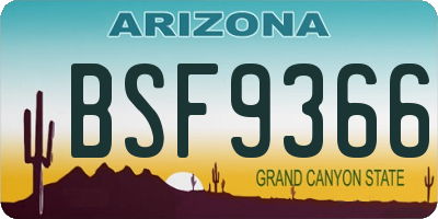 AZ license plate BSF9366