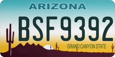 AZ license plate BSF9392