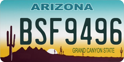 AZ license plate BSF9496