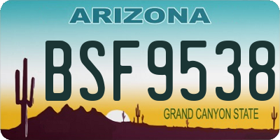 AZ license plate BSF9538