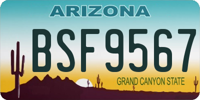 AZ license plate BSF9567