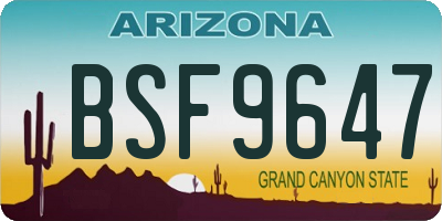 AZ license plate BSF9647