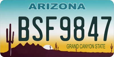 AZ license plate BSF9847