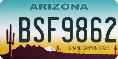 AZ license plate BSF9862