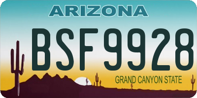 AZ license plate BSF9928