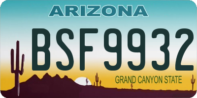 AZ license plate BSF9932