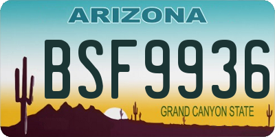 AZ license plate BSF9936