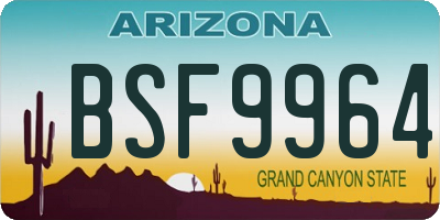 AZ license plate BSF9964