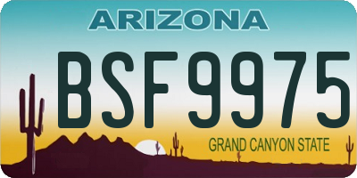 AZ license plate BSF9975