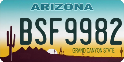 AZ license plate BSF9982