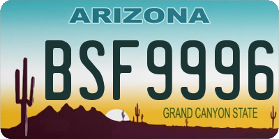 AZ license plate BSF9996