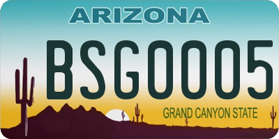 AZ license plate BSG0005