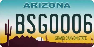 AZ license plate BSG0006