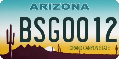 AZ license plate BSG0012