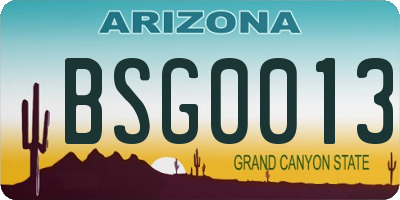 AZ license plate BSG0013