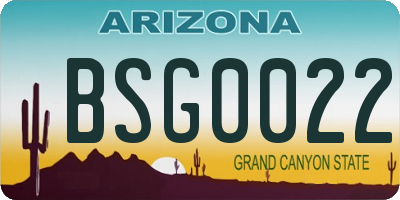 AZ license plate BSG0022