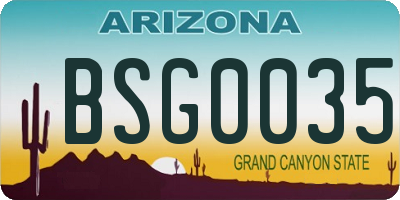 AZ license plate BSG0035