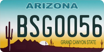 AZ license plate BSG0056