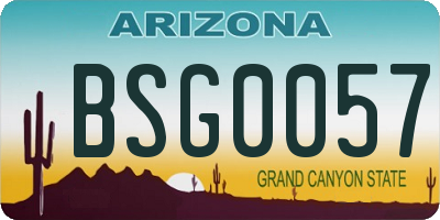 AZ license plate BSG0057