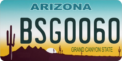 AZ license plate BSG0060