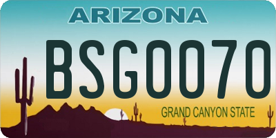 AZ license plate BSG0070
