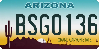 AZ license plate BSG0136