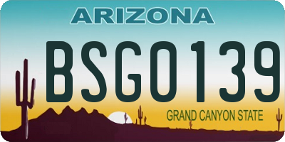 AZ license plate BSG0139