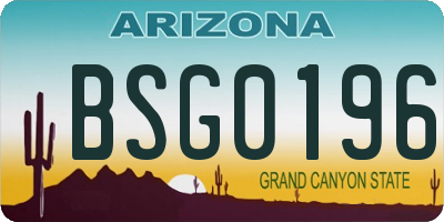 AZ license plate BSG0196