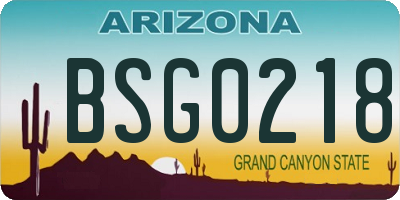 AZ license plate BSG0218