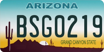 AZ license plate BSG0219