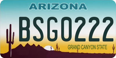AZ license plate BSG0222