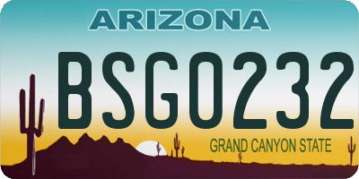 AZ license plate BSG0232