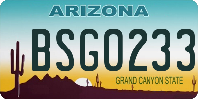 AZ license plate BSG0233