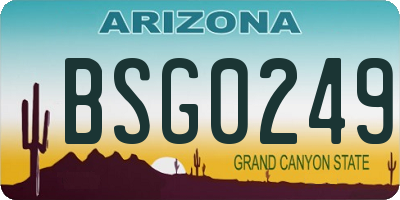 AZ license plate BSG0249