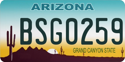 AZ license plate BSG0259