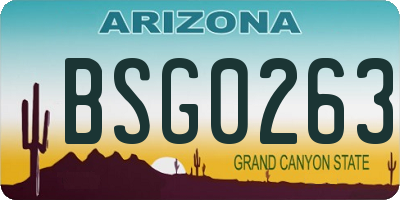 AZ license plate BSG0263