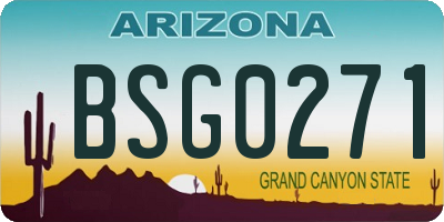 AZ license plate BSG0271