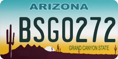 AZ license plate BSG0272
