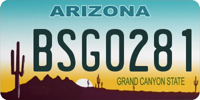AZ license plate BSG0281